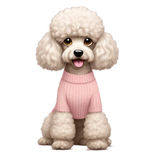 full body poodle in pale pink sweater  sticker