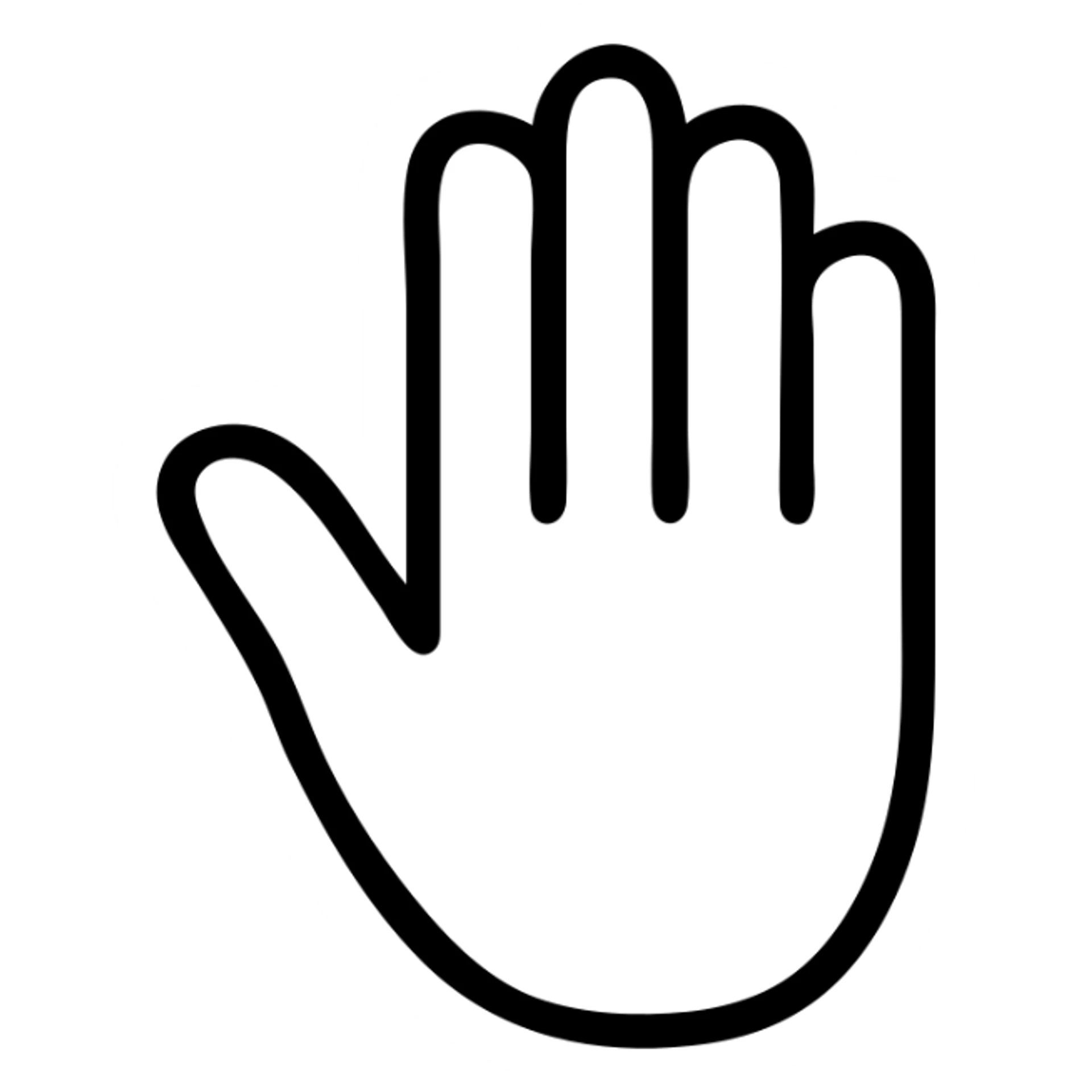 minimalist hand outline, black lines, stylized sticker