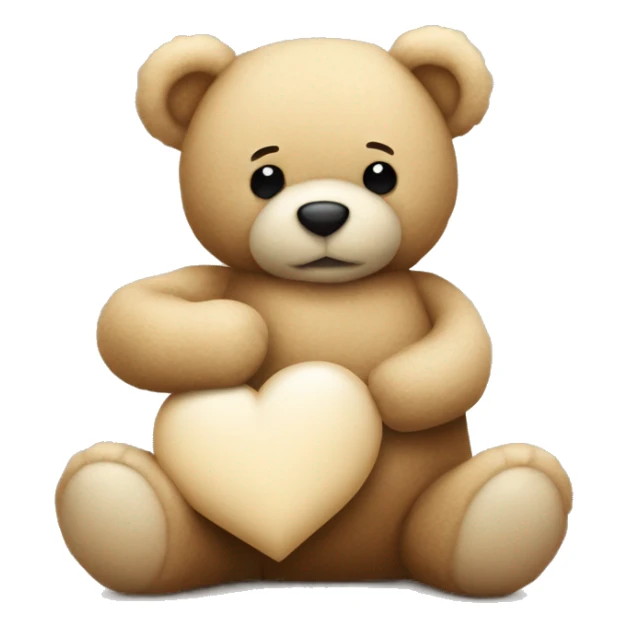 a light teddy bear hugging a darles teddy bear with a beige heart on their side sticker