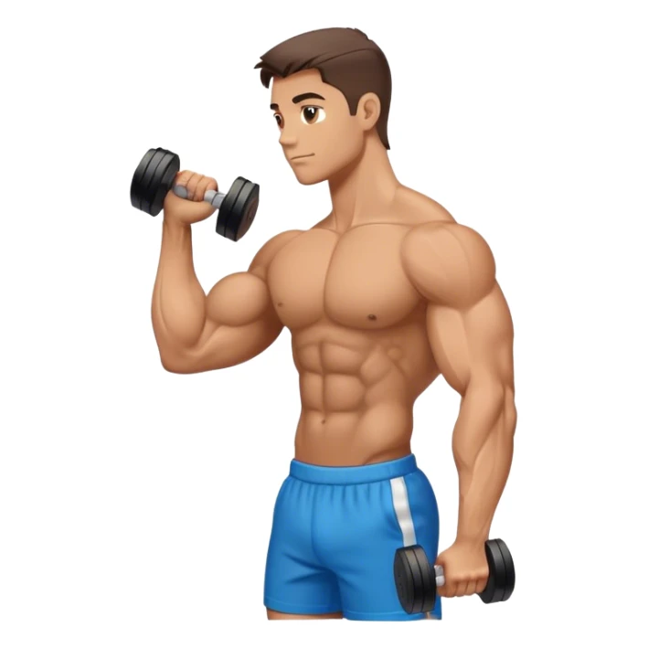 bicep side view holding a dumbbel palms-facing-away from camera sticker