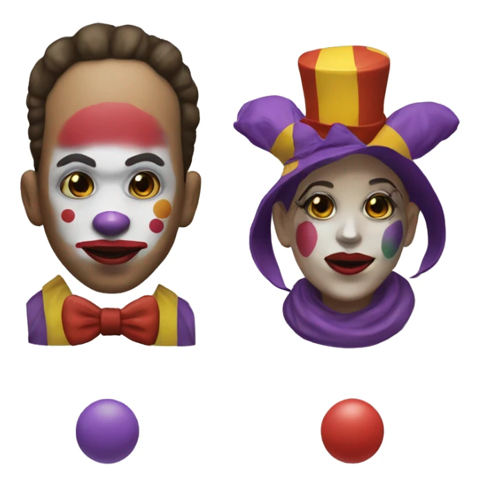 clown face male and female GTA video game style. sticker