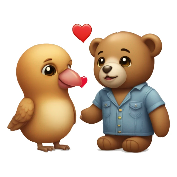 teddy bear and lovebird in love  sticker