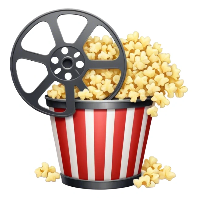 Film reel with popcorn sticker