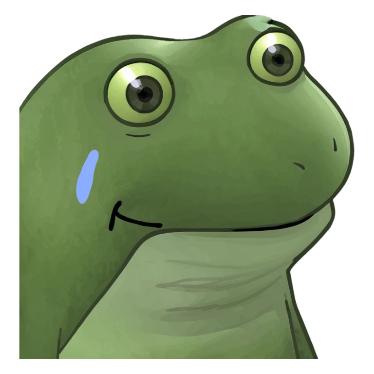 sad crying emoji, green bufo frog meme style, expressive face, single tear sticker