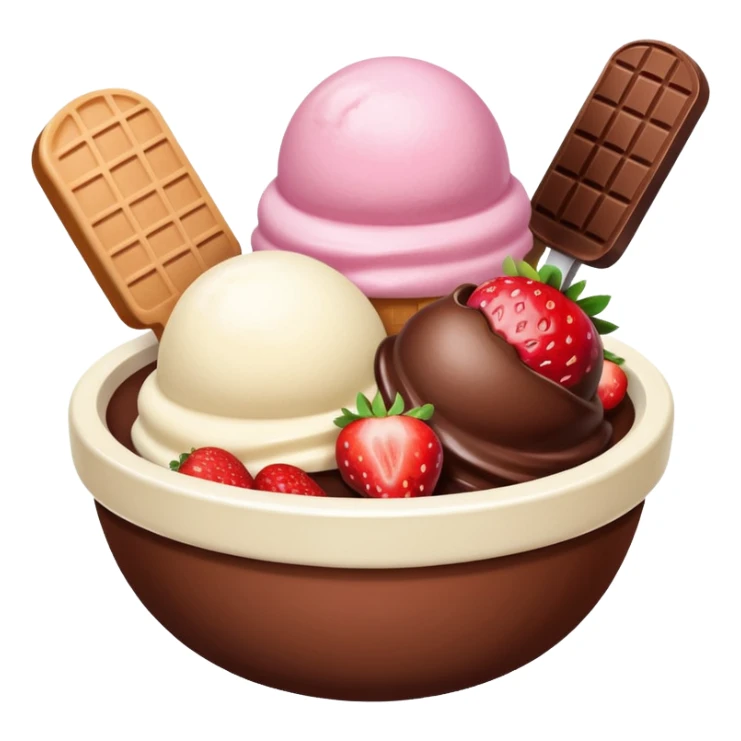 Neapolitan ice cream scoops in a bowl sticker