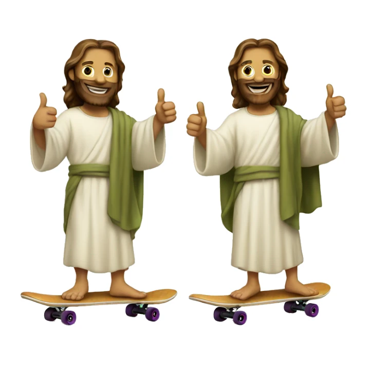 Jesus on a skateboard giving a thumbs up sticker