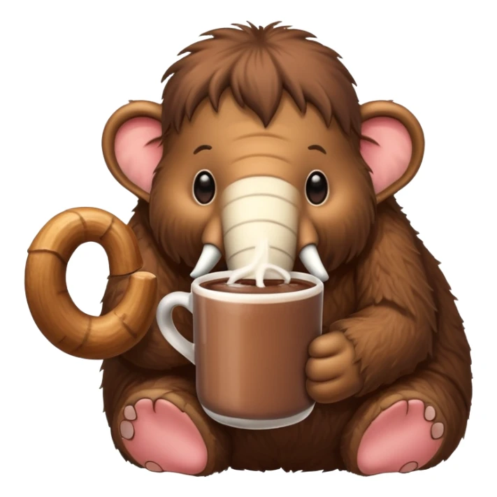 A mammoth who drinks a hot chocolate sticker