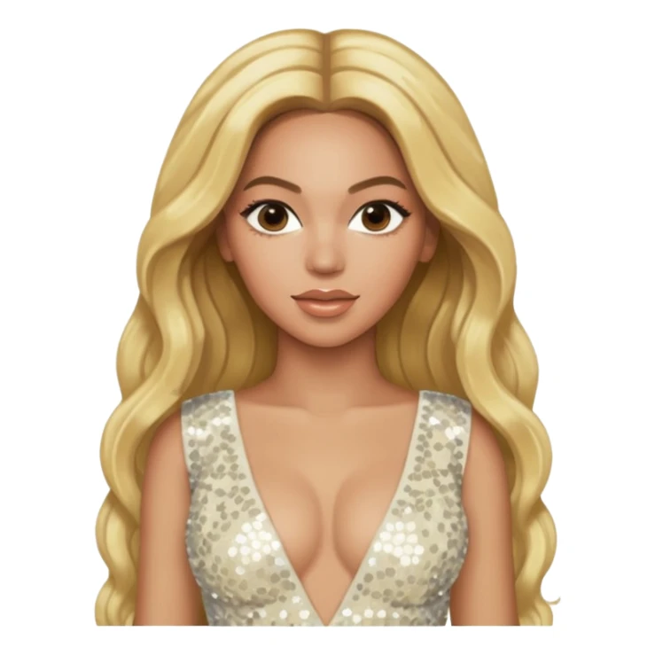 Beyonce from Destiny's Child with long blonde hair, ivory sequin outfit sticker