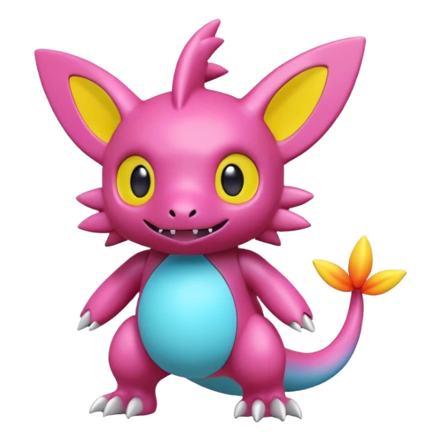 A 3D CGI model of a randomly-colored kawaii Fakémon-Pokémon-Digimon-Spectrobe-creature (full body) sticker