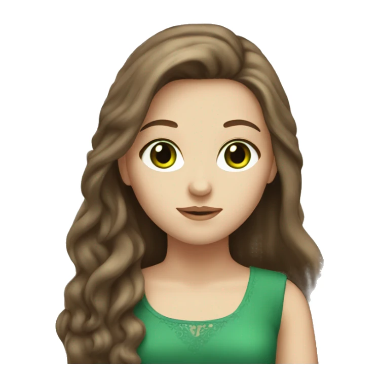 White girl with long brown hair and green eyes sticker