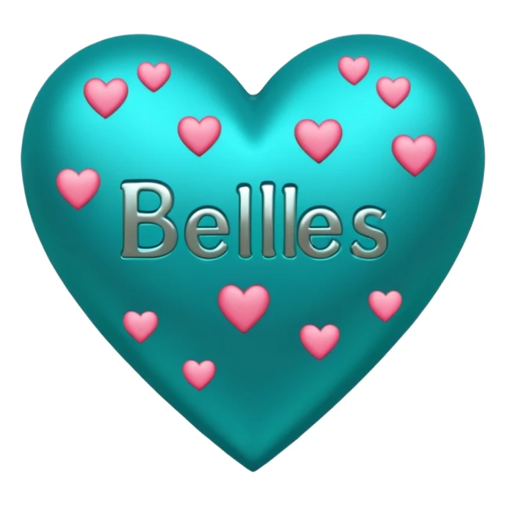 Teal heart with hearts and Belles wording sticker