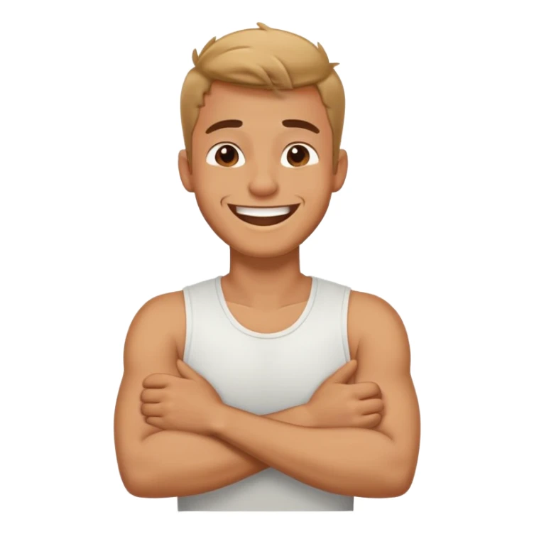 Arms crossed holding neck laughing guy sticker