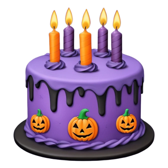 Halloween Birthday cake, purple, black, and orange sticker