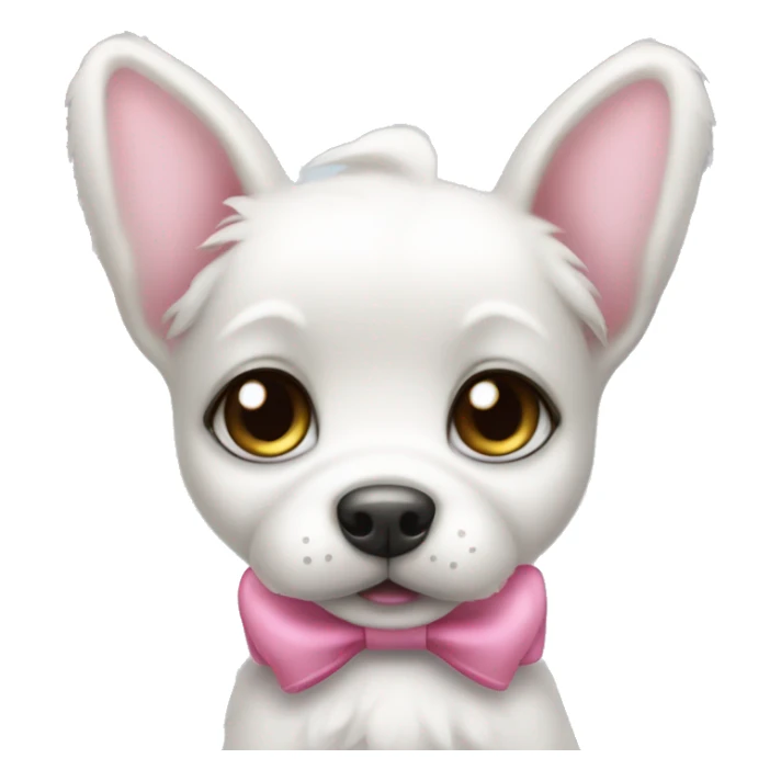 White puppy With cute pink bow sticker