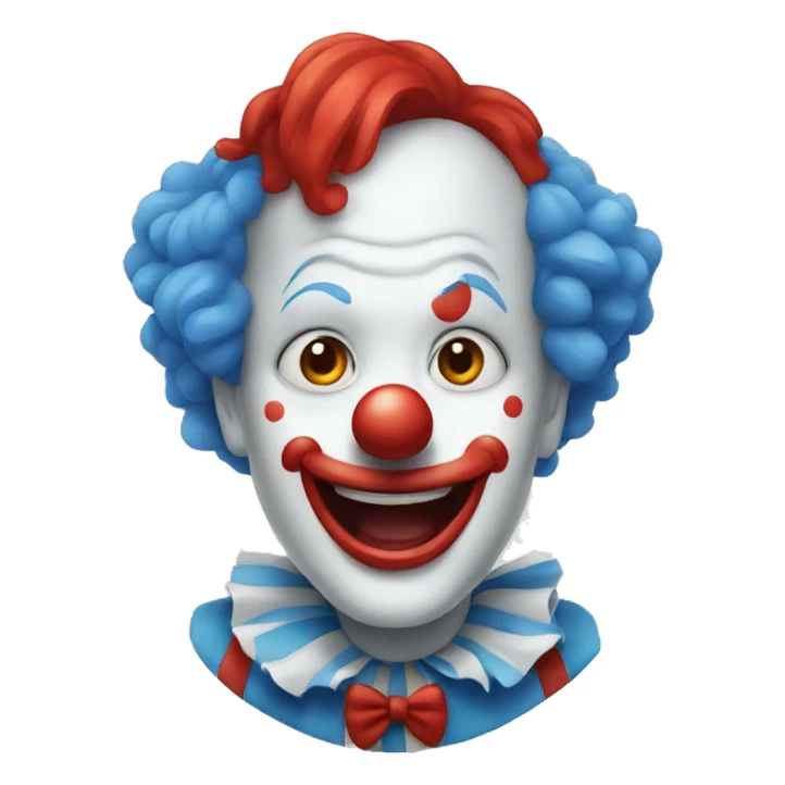 Clown in blue white and with red hair  sticker