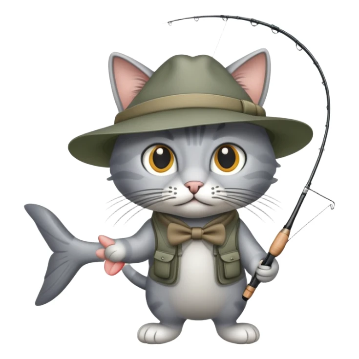 Grey cat fly fishing sticker
