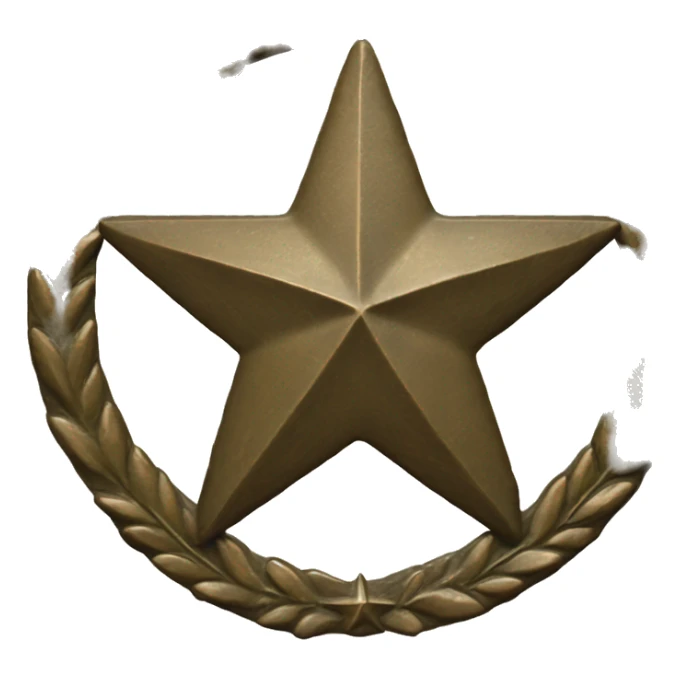 U.S. war veteran, laurel wreath circle with 5-pointed star, bronze finish with  natural patina sticker