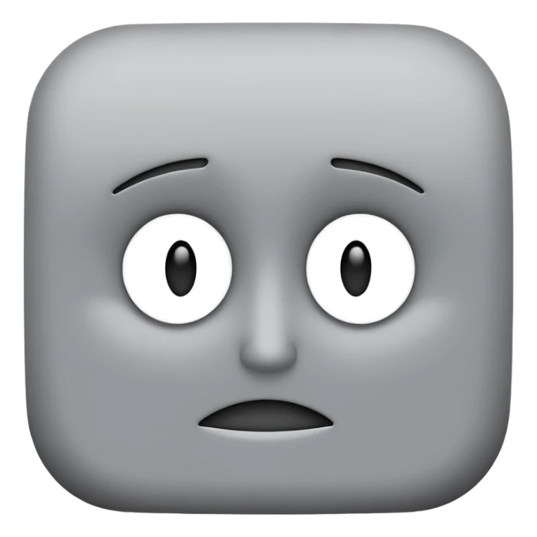 minimalist illustration of a neutral gray emoji face, , representing emotional isolation through algorithms. cold tone, grayscale color palette, subtle noise texture, geometric and mechanical look, emotionless expression, digital abstraction, soft vignette on white background. sticker
