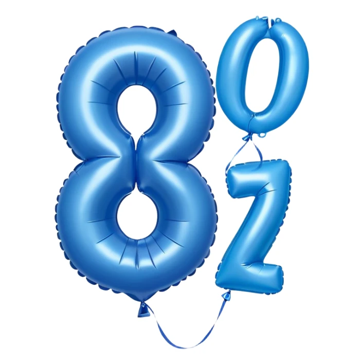 one balloon that has a shape of three (3) on the left side and another one that has a shape of a zero (0) on the right side. both of them have a blue color. i want it to have a birthday vibe sticker
