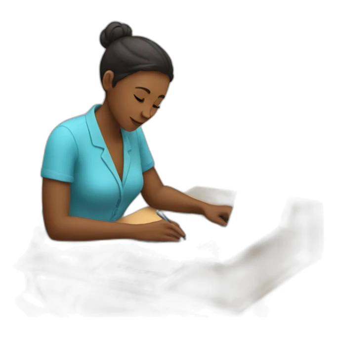 woman writing on laptop sticker