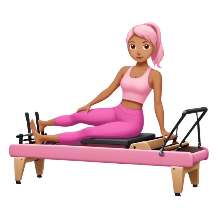 Pilates reformer girl wearing pink sticker