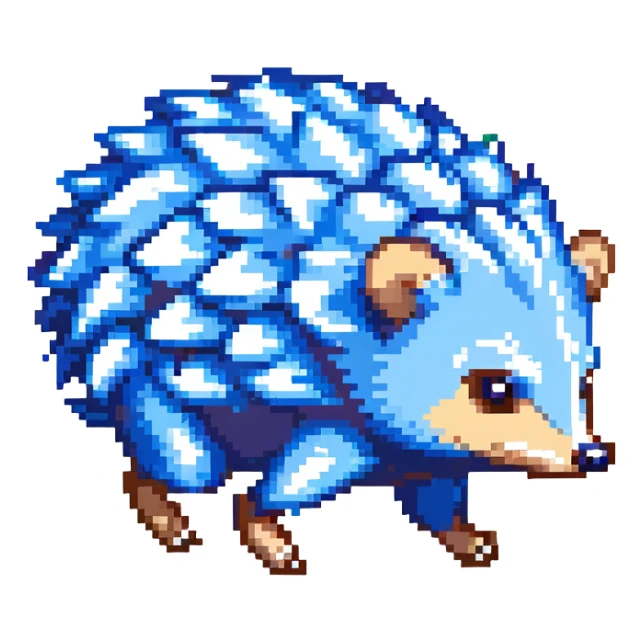 scene of a blue spiky hedgehog running fast through a vibrant landscape with checkerboard hills, floating gold rings, and blurred background, energetic and adventurous sticker