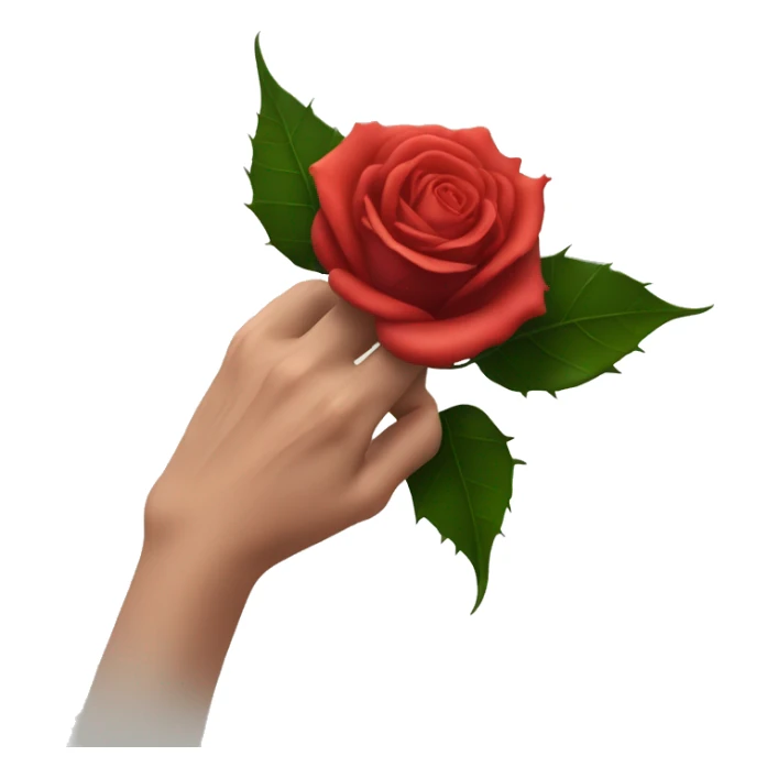 An image of a hand with a large rose thorn stuck in the skin, causing a slight distortion around the wound sticker