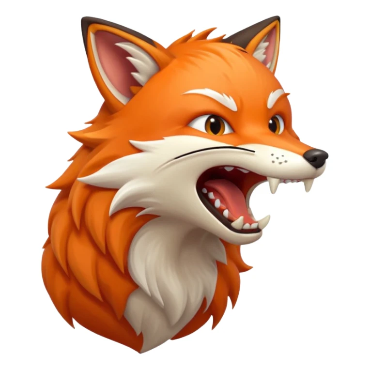 Angry Fox mouth open, scary teeth, side view sticker