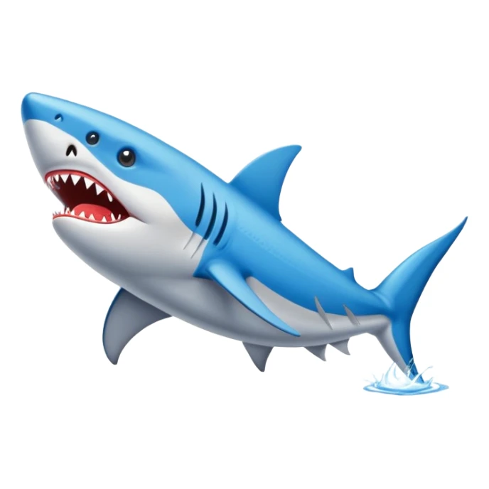 Un tiburón con zapatillas azules en la arena sticker