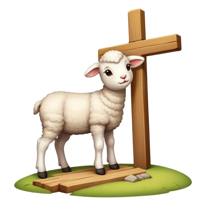 lamb at foot of a cross sticker