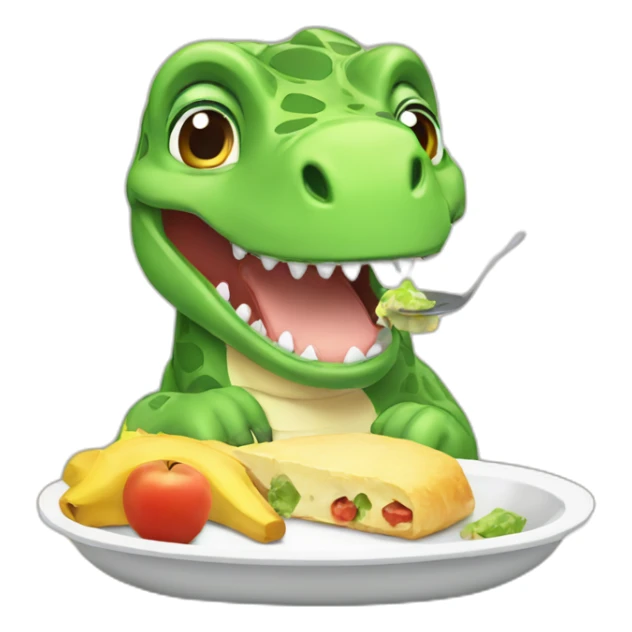 Baby dino eating lunch sticker