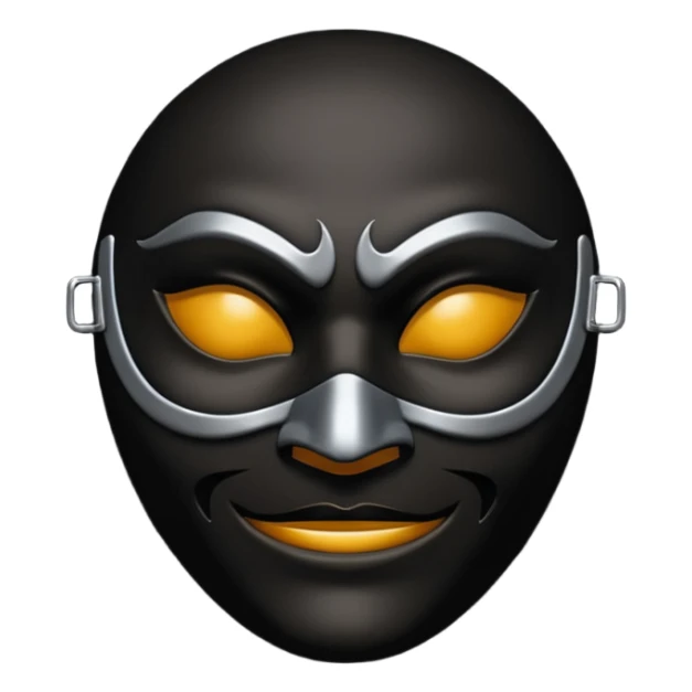 Minimal emoji, gothic mask forged from matte black leather, emotionless expression, smooth heavy surface, subtle leather texture, deep shadows, no glow, no neon, flat emoji style, centered sticker