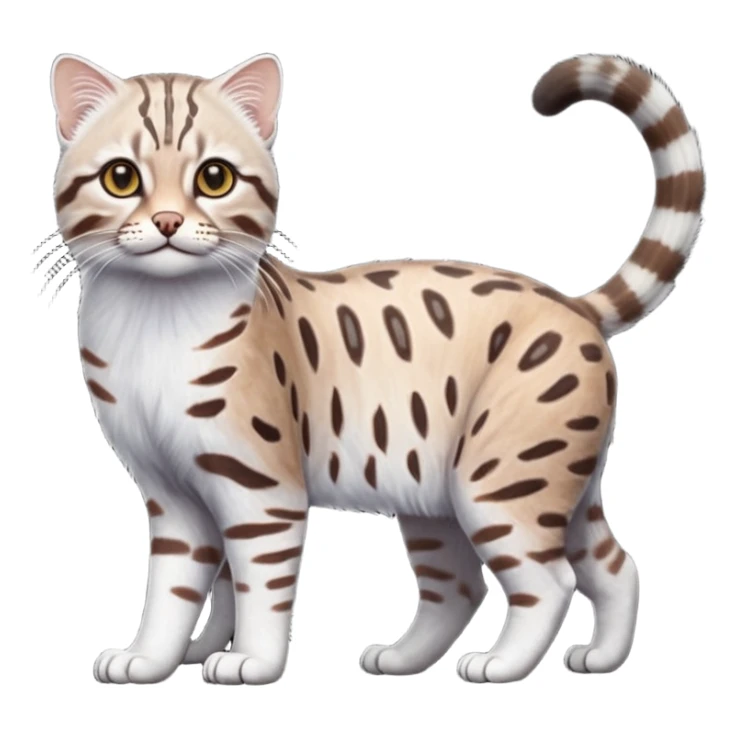 Realistic albino albinism colorful shiny glossy smooth whitish pastel dusky dark gloomy wild natural elegant lifelike Pallas-cat-ocicat-ocelot-Rusty-spotted-cat-fusion-hybrid-animal-creature, full body, hyper-realism sticker