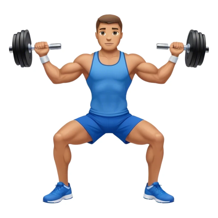 man with blue shorts doing side-lateral raise (T pose) with light dumbbells sticker
