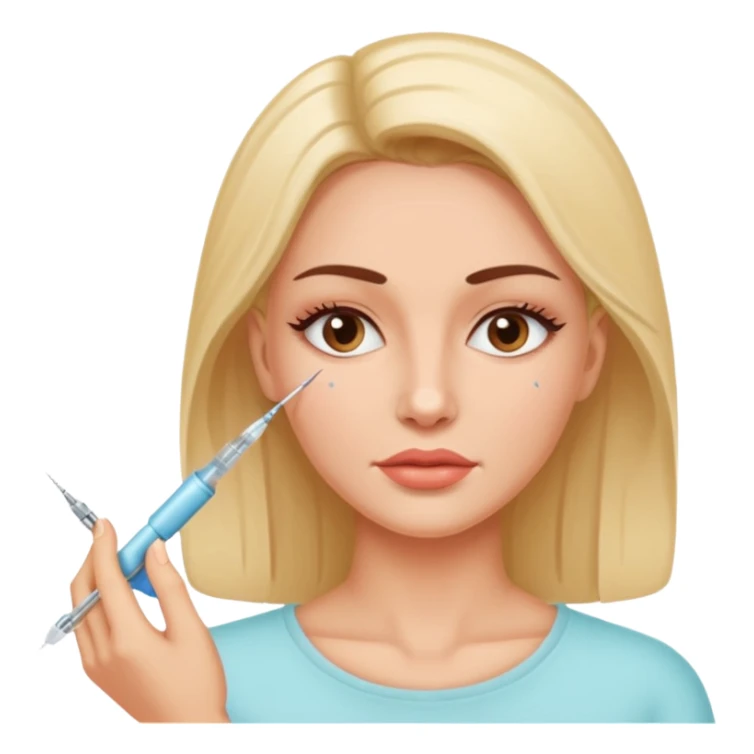 Woman taking a botox injection in the face sticker