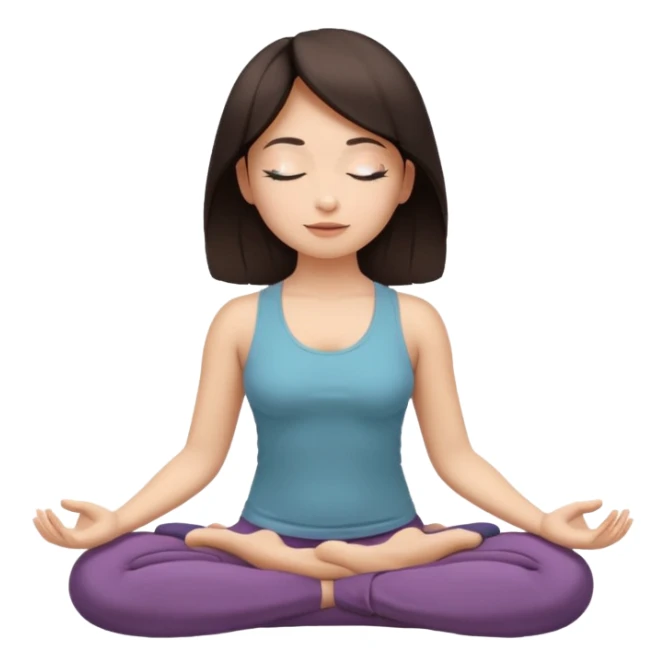 woman in lotus position, medium-light skin tone, dark hair sticker
