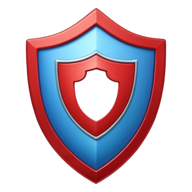 Red and blue shield with white keyhole in the middle  sticker