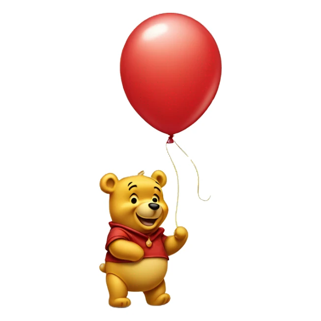 Disney Pooh bear with red balloon sticker