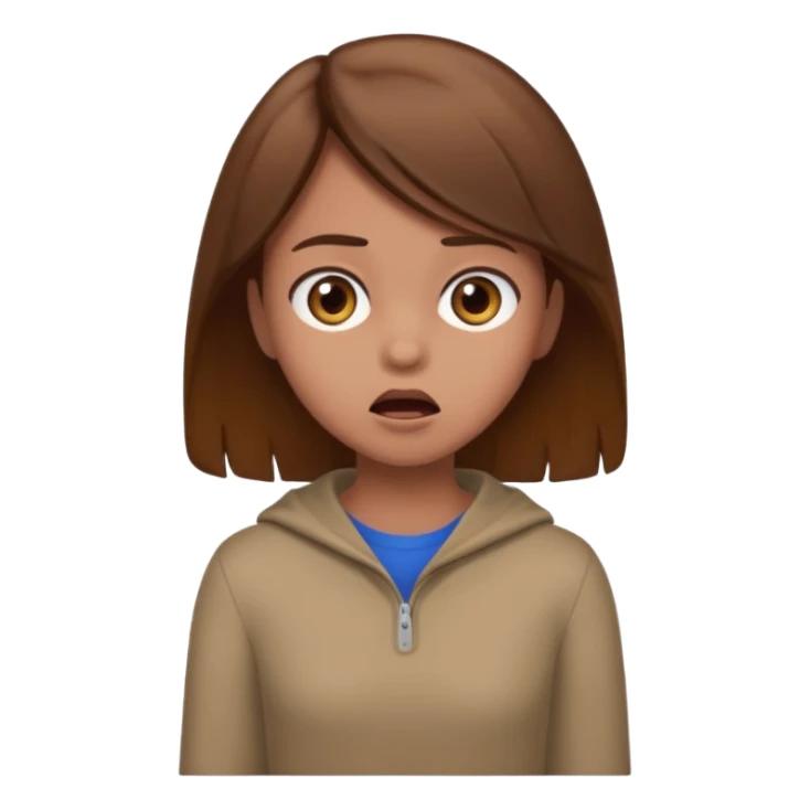 Chica grande  asustada de cuerpo completo con pelo castaño  sticker