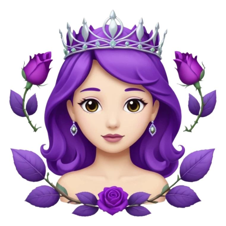 Purple rose with silver tiara and a purple emblem leaf wreath sticker