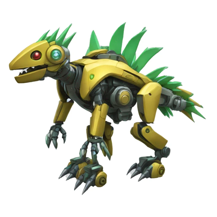 a futuristic mechanical spiky Medabot-lizard-raptor full body sticker