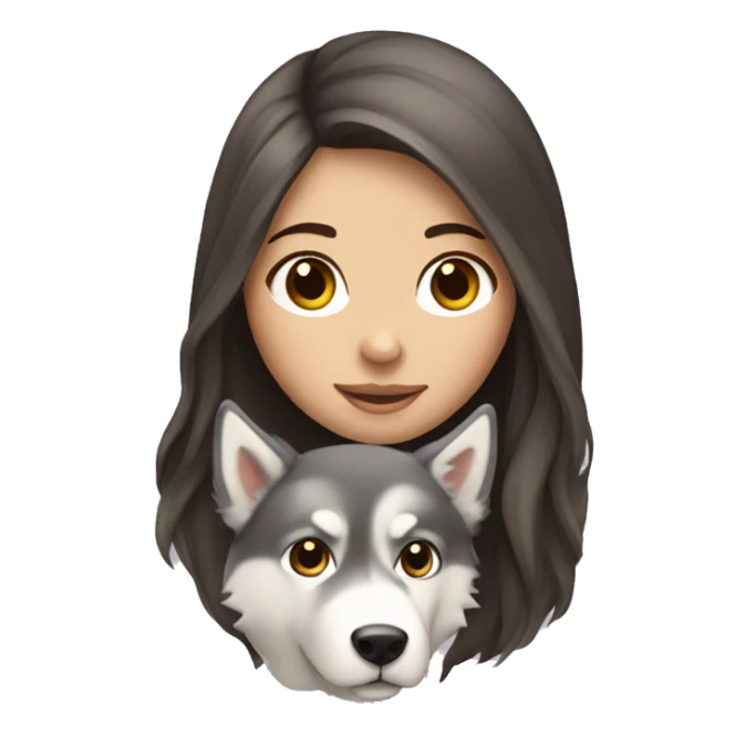 Long haired white brunette girl holding husky sticker