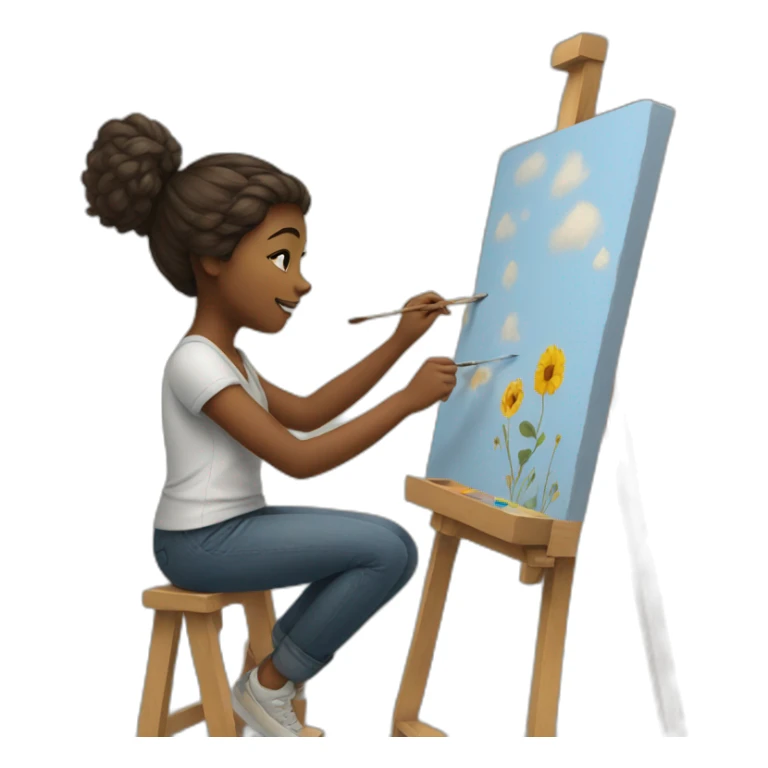 girl is painting sticker