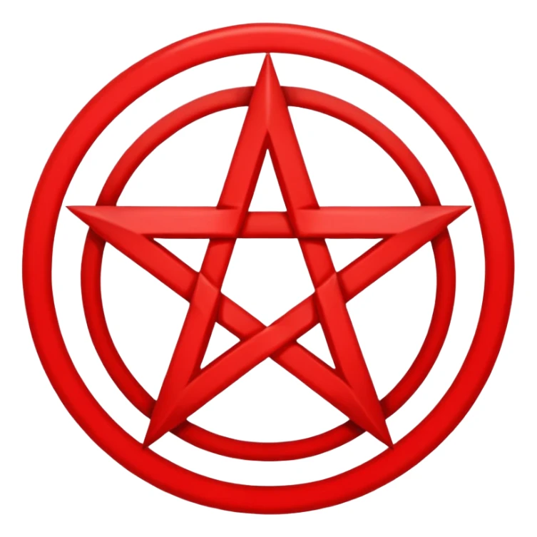 Inverted (point facing down), encircled pentagram, red. One circle, no additional colors. POINT FACING DOWN, not up. sticker
