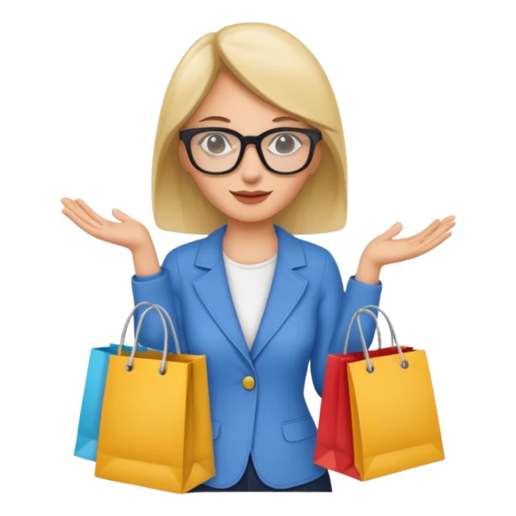 gincer woman with glasses holding shopping bags sticker
