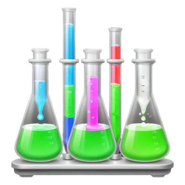 hi-lighters uv light glowing formula in beaker/ test tube and baking soda in lab sticker