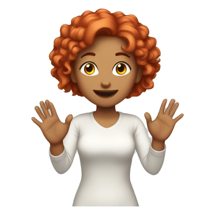 🤷‍♀️ woman throws up her hands, red hair, light skin, white background sticker