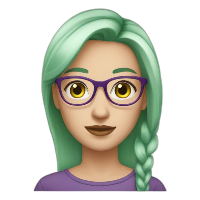 white-girl-purple-hair-green-eyes-square-glasses sticker