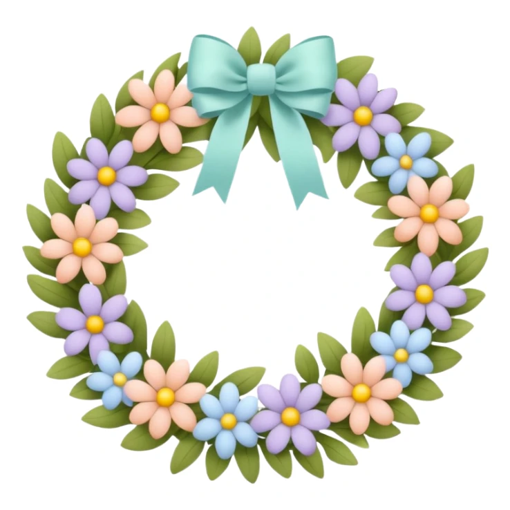 flower wreath with pastel colors, in a shape of an egg sticker