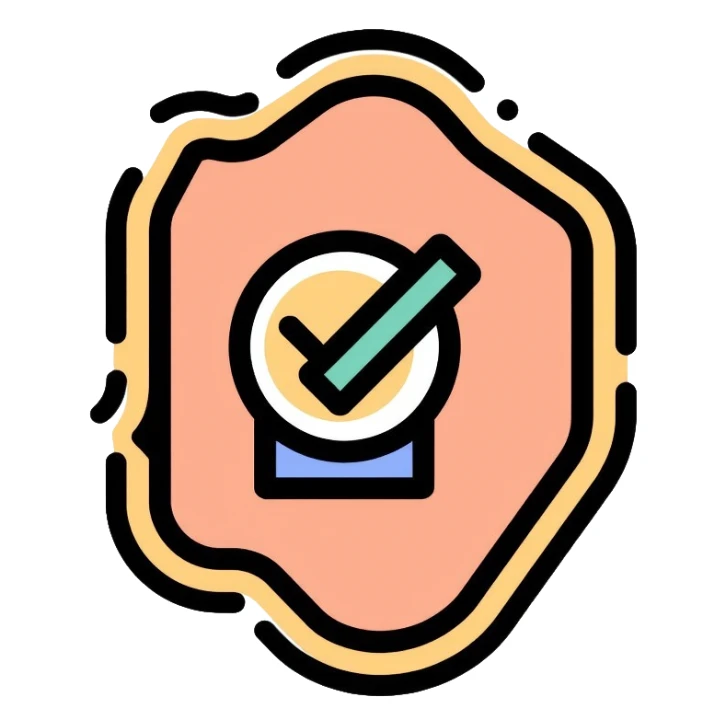 A badge with FF and a verification checkmark symbol sticker